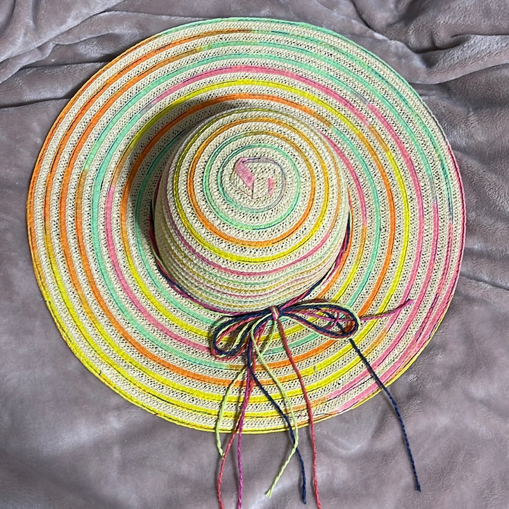 Rainbow colored beach hat